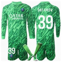 Camiseta Paris Saint-Germain Matvei Safonov #39 Portero Primera Equipación Replica 2024-25 para niños mangas largas (+ Pantalones cortos)